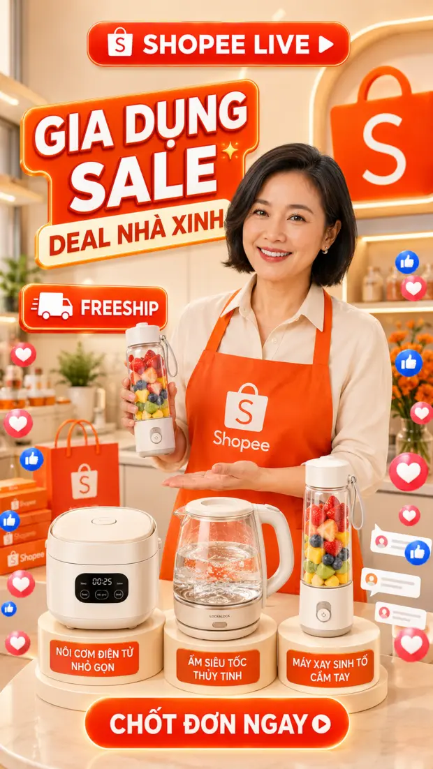 Livestream giới thiệu đồ gia dụng và thiết bị nhà bếp